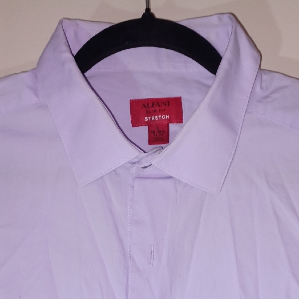 Alfani Purple Dress Shirt Smooth Cotton Blend